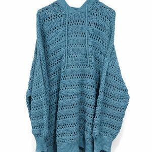 BloomChic Blue Knit Women's Hooded Sweater